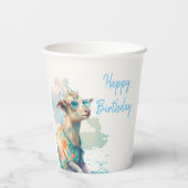 Summer Vibes Waterverf Goat - Happy Birthday Papieren Bekers (Achterkant)
