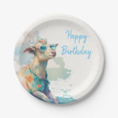 Summer Vibes Waterverf Goat - Happy Birthday Papieren Bordje (Voorkant)