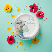 Summer Vibes Waterverf Goat - Happy Birthday Papieren Bordje