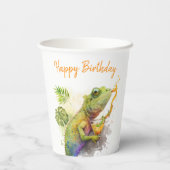Summer Vibes Waterverf Kameleon - Happy Birthday Papieren Bekers (Achterkant)