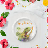 Summer Vibes Waterverf Kameleon - Happy Birthday Papieren Bordje