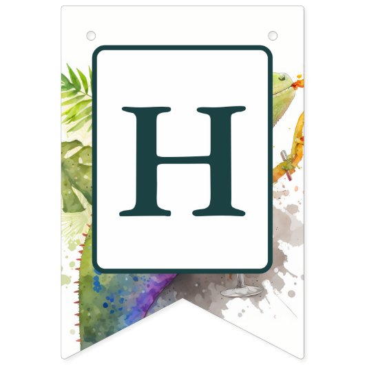 Summer Vibes Waterverf Kameleon - Verjaardag Vlaggetjes (Tweede vlag)