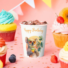 Summer Vibes Waterverf Koala - Happy Birthday Papieren Bekers