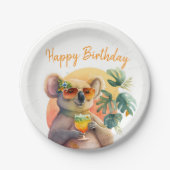 Summer Vibes Waterverf Koala - Happy Birthday Papieren Bordje (Voorkant)