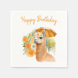 Summer Vibes Waterverf Llama - Happy Birthday Servet