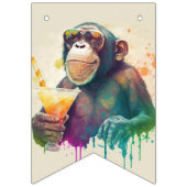 Summer Vibes Waterverf Monkey - Verjaardag Vlaggetjes (Eerste vlag)