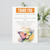 Summer Vibes Waterverf Vlinder - Verjaardag Bedankkaart (Staand voorkant)