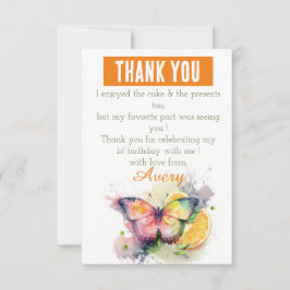 Summer Vibes Waterverf Vlinder - Verjaardag Bedankkaart