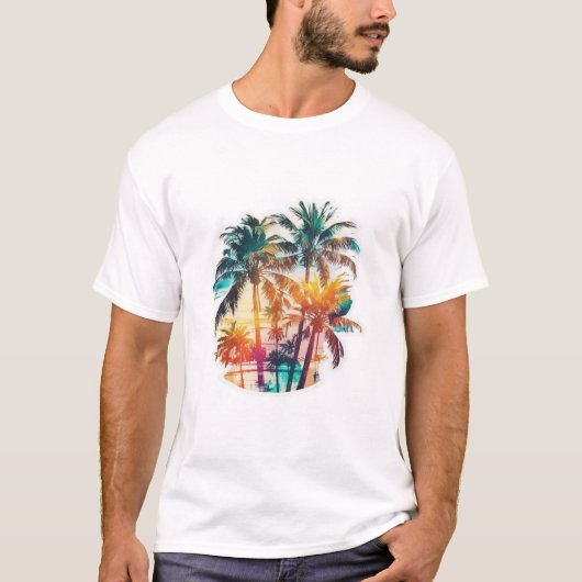 Summer Vibes with Palm Treat on the Beach T-shirt (Voorkant)