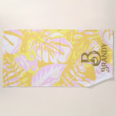 Summer Vibes Yellow Palm Leaf Strandlaken (Voorkant)