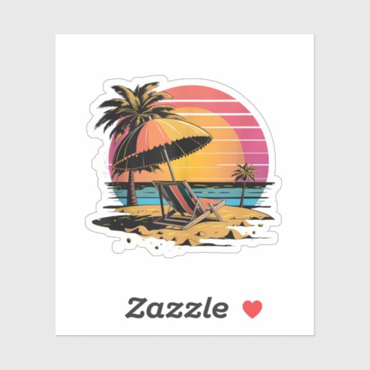 Summer Vibes Zee, zon en strand Sticker (Vel)