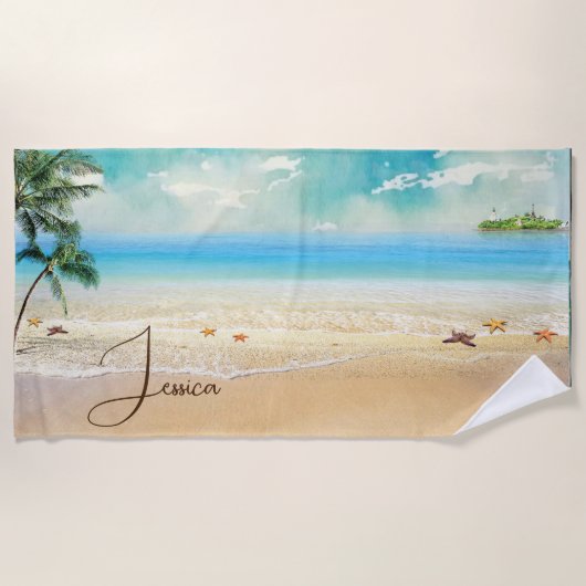 Summer Vibes | Zomergroen Strandlaken (Voorkant)