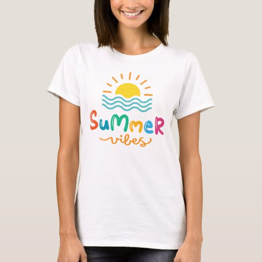 Summer Vibes zon en Zee lijnen Vrouwen T-shirt (Voorkant)