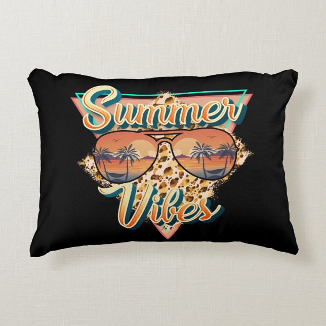 Summer Vibes |  zonnebril | strandzonsondergang Accent Kussen (Voorkant)