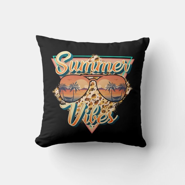 Summer Vibes |  zonnebril | strandzonsondergang Kussen (Voorkant)