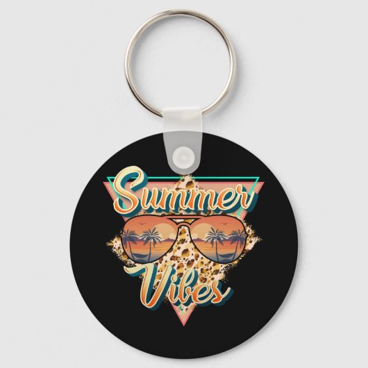 Summer Vibes | zonnebril | strandzonsondergang Sleutelhanger (Voorkant)