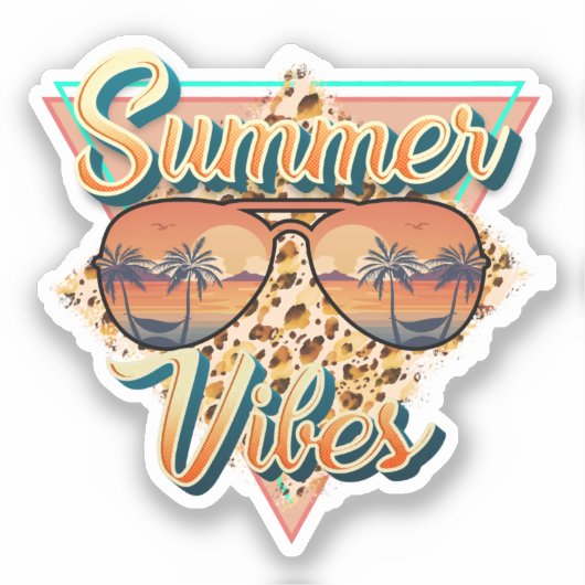Summer Vibes | zonnebril | strandzonsondergang Sticker (Voorkant)