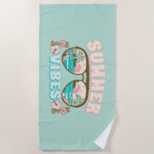 Summer Vibes Zonnebril Tropical Beach Vakantie Strandlaken (Voorkant)