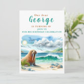 Summer Walrus - Verjaardagsuitnodiging Kaart (Staand voorkant)