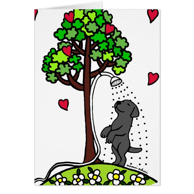 Summer Water Fun Black Labrador Cartoon (Voorkant)