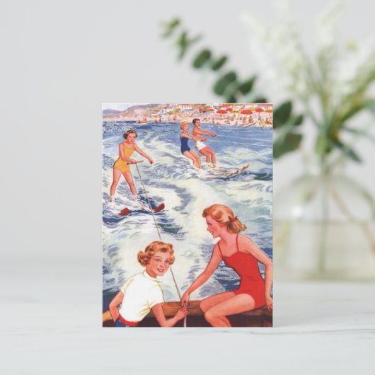 Summer Water Skiing Fun Briefkaart (Staand voorkant)