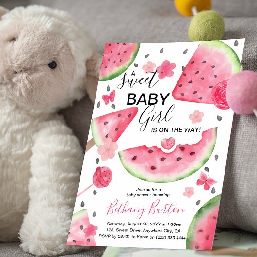 Summer Watermelon "A Sweet Baby" Baby shower Kaart