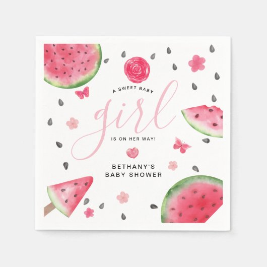 Summer Watermelon "A Sweet Baby" Baby shower Servet (Voorkant)