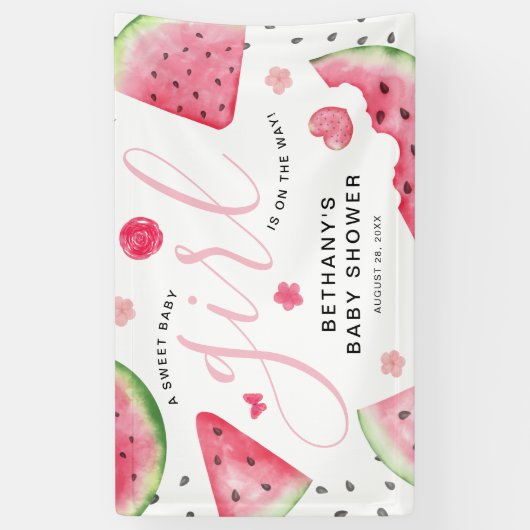 Summer Watermelon "A Sweet Baby" Baby shower Spandoek (Verticaal)