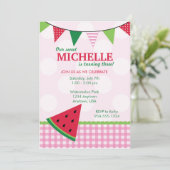 Summer Watermelon Birthday Invitation Kaart (Staand voorkant)