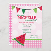 Summer Watermelon Birthday Invitation Kaart (Voorkant / Achterkant)