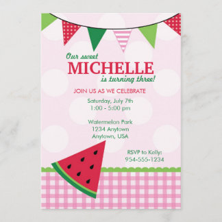 Summer Watermelon Birthday Invitation Kaart