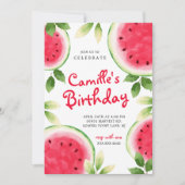 Summer Watermelon Birthday Invitation Kaart (Voorkant)
