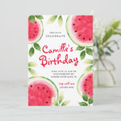 Summer Watermelon Birthday Invitation Kaart (Staand voorkant)