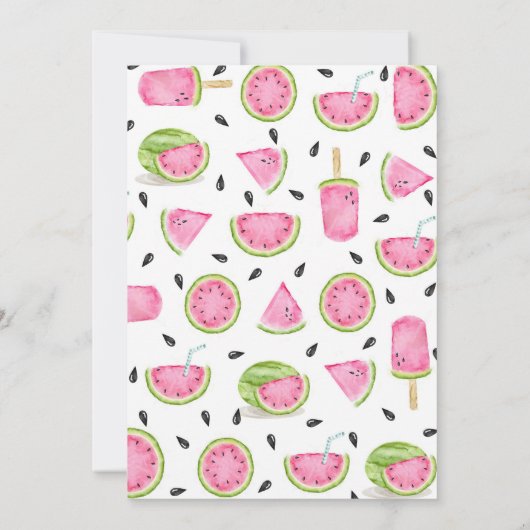 Summer Watermelon Birthday Party Invitation Invite Kaart (Achterkant)