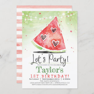 Summer Watermelon Birthday Party Invitation Kaart