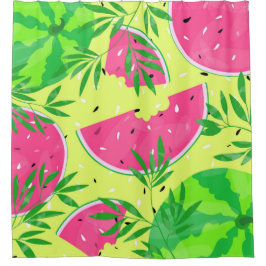 Summer Watermelon Branches Bright Tropical Douchegordijn