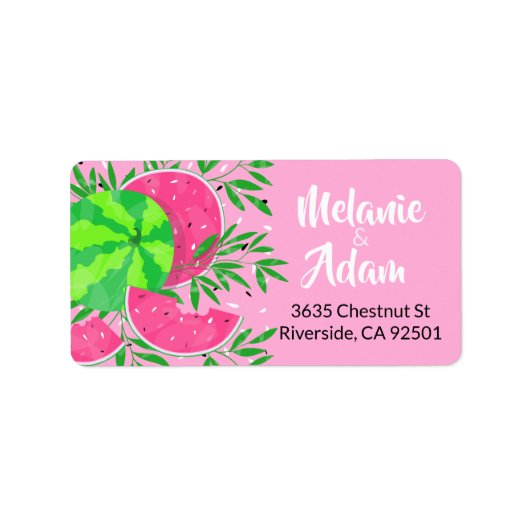 Summer Watermelon Branches Bright Tropical Etiket (Voorkant)