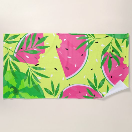 Summer Watermelon Branches Bright Tropical Strandlaken (Voorkant)