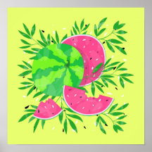 Summer Watermelon Branches Bright Tropisch Poster