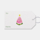 Summer Watermelon Christmas Tree Present Cadeaulabel (Voorkant (Horizontaal))
