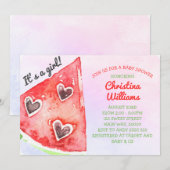 Summer Watermelon Cute Girl Baby shower Kaart (Voorkant / Achterkant)