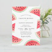 Summer Watermelon Elegant Modern Beach Wedding Kaart (Staand voorkant)