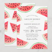 Summer Watermelon Elegant Modern Beach Wedding Kaart (Voorkant / Achterkant)