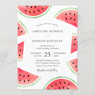 Summer Watermelon Elegant Modern Beach Wedding Kaart