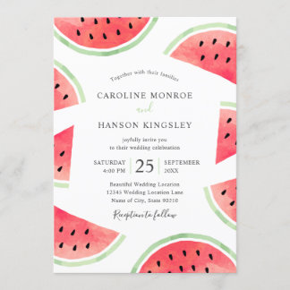 Summer Watermelon Elegant Modern Beach Wedding Kaart