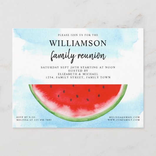 Summer Watermelon Family Reunion Aankondigingskaart (Voorkant)