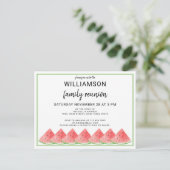 Summer Watermelon Family Reunion Aankondigingskaart (Staand voorkant)