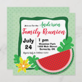 Summer Watermelon Family Reunion Invitations Kaart (Voorkant / Achterkant)