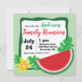 Summer Watermelon Family Reunion Invitations Kaart