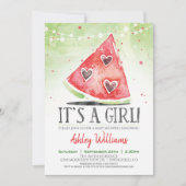 Summer Watermelon Girl Baby shower Invitation Kaart (Voorkant)